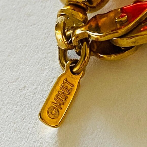 Vintage Monet Cranberry Red and Pearlized Beaded Long Necklace - Picture 5 of 7